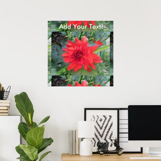 Red Dahlia Plant Poster (Thuiskantoor)