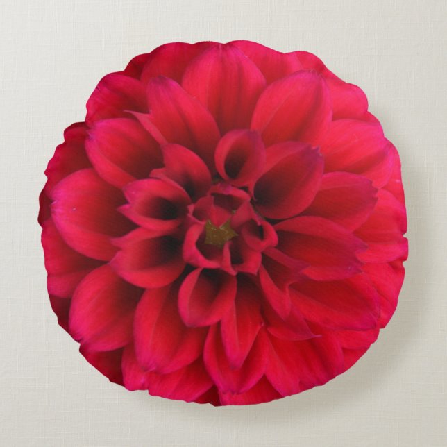 Red Dahlia Round Sierkussen Rond Kussen (Voorkant)