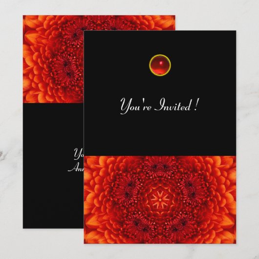 RED DAHLIA, RUBY, helder zwart Kaart (Voorkant / Achterkant)