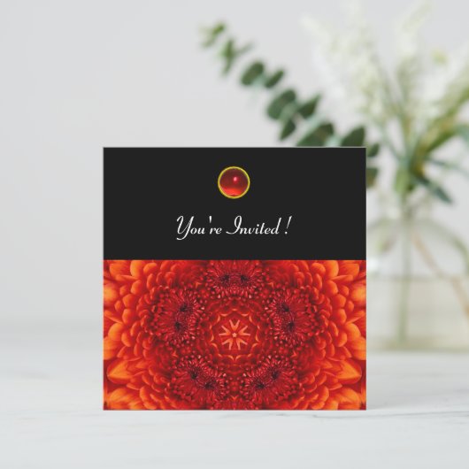 RED DAHLIA, RUBY, helder zwart Kaart (Staand voorkant)