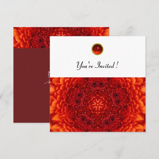 RED DAHLIA, RUBY, helder zwart wit Kaart (Voorkant / Achterkant)