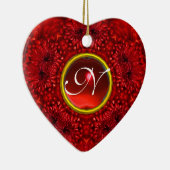 RED DAHLIA RUBY MONOGRAM Heart Keramisch Ornament (Rechts)