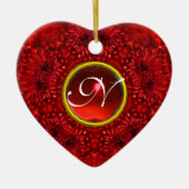 RED DAHLIA RUBY MONOGRAM Heart Keramisch Ornament (Voorkant)