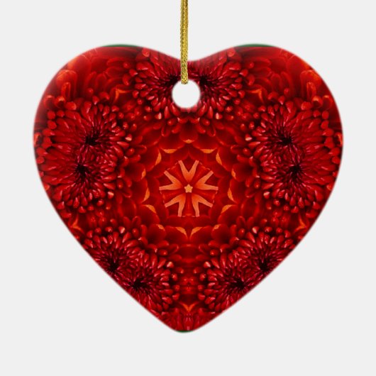 RED DAHLIA RUBY MONOGRAM Heart Keramisch Ornament (Achterkant)