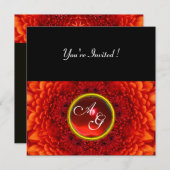 RED DAHLIA, RUBY-monogram, helder zwart Kaart (Voorkant / Achterkant)