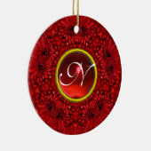 RED DAHLIA RUBY MONOGRAM KERAMISCH ORNAMENT (Rechts)