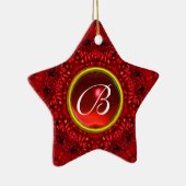 RED DAHLIA RUBY MONOGRAM Star Keramisch Ornament (Rechts)