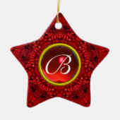 RED DAHLIA RUBY MONOGRAM Star Keramisch Ornament (Voorkant)