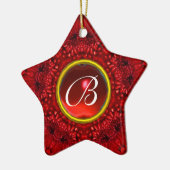 RED DAHLIA RUBY MONOGRAM Star Keramisch Ornament (Links)