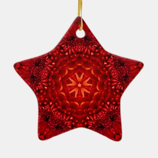 RED DAHLIA RUBY MONOGRAM Star Keramisch Ornament (Achterkant)