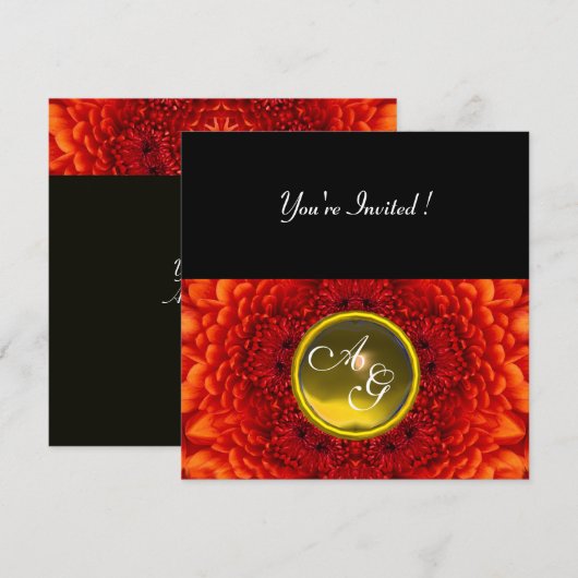 RED DAHLIA, TOPAZ-monogram, heldergeel Kaart (Voorkant / Achterkant)