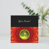 RED DAHLIA, TOPAZ-monogram, heldergeel Kaart (Staand voorkant)