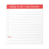 Red Daily Task Checklist - To-Do List Notitieblok (Voorkant)