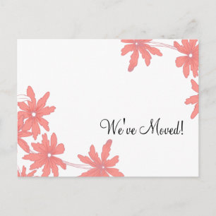 Red Daisies Change of Address Annountion Aankondigingskaart