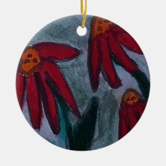 Red Daisies Keramisch Ornament (Voorkant)
