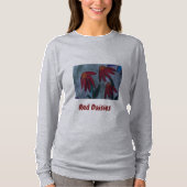 Red Daisies Long hoeve T-Shirt (Voorkant)