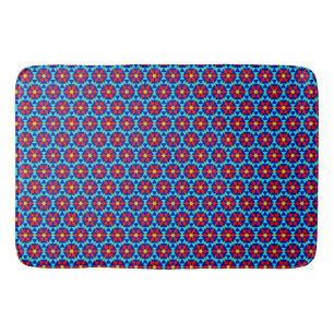 Red Daisies op Sky Blue Bath Mat