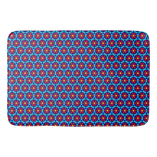 Red Daisies op Sky Blue Bath Mat (Voorkant)