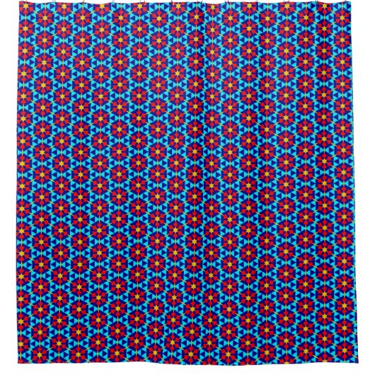 Red Daisies op Sky Blue Shower Curtain Douchegordijn (Voorkant)