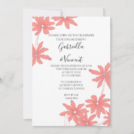 Red Daisies over de White Engagement Party Kaart