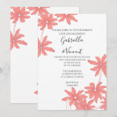 Red Daisies over de White Engagement Party Kaart (Voorkant / Achterkant)