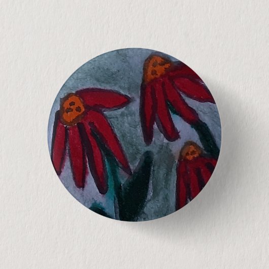 Red Daisies Ronde Button 3,2 Cm (Voorkant)