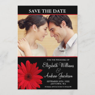 Red Daisy Black Foto slaat de datum op Save The Date