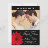 Red Daisy Black Foto slaat de datum op Save The Date (Voorkant)