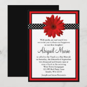 Red Daisy Black Polka Dots Bat Mitzvah Kaart (Voorkant / Achterkant)