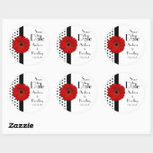 Red Daisy Black White Polka Dot Save the Date Ronde Sticker (Vel)
