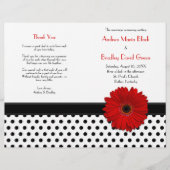 Red Daisy Black White Polka Dot Wedding Program (Voorkant)