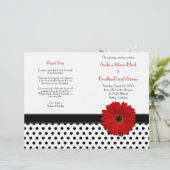 Red Daisy Black White Polka Dot Wedding Program (Staand voorkant)