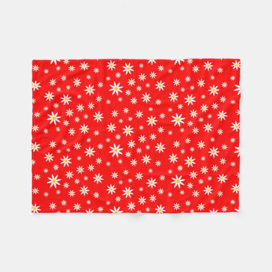 Red Daisy Fleece Blanket Deken (Voorkant (Horizontaal))