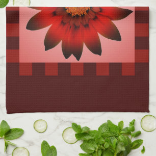 Red Daisy Flower #2 Kitchen Towel Theedoek