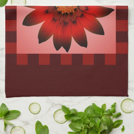 Red Daisy Flower #2 Kitchen Towel Theedoek (Gevouwen)