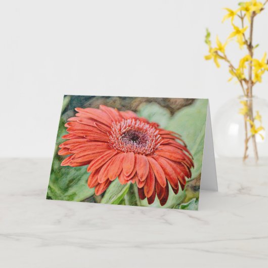 Red Daisy Flower Art Note Kaart (Gele Bloem)