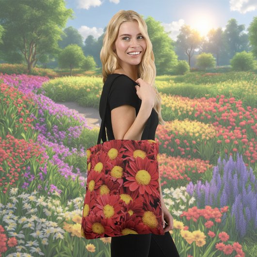 Red Daisy Flower Canvas tas
