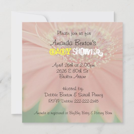 Red Daisy Flower Child Sonogram Baby shower Uitnod Kaart (Achterkant)