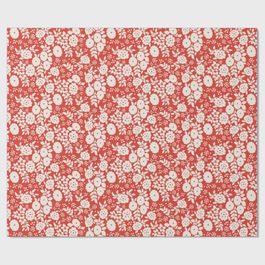 Red Daisy Flower Painting Pattern Wrapping Paper Cadeaupapier (Vlak)