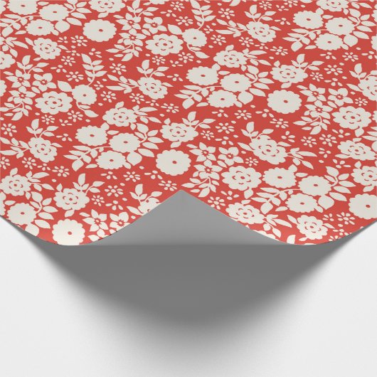 Red Daisy Flower Painting Pattern Wrapping Paper Cadeaupapier (Hoek)