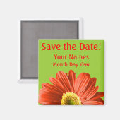 Red Daisy Flower Save the Date Custom Magneet (Voorkant / Achterkant)