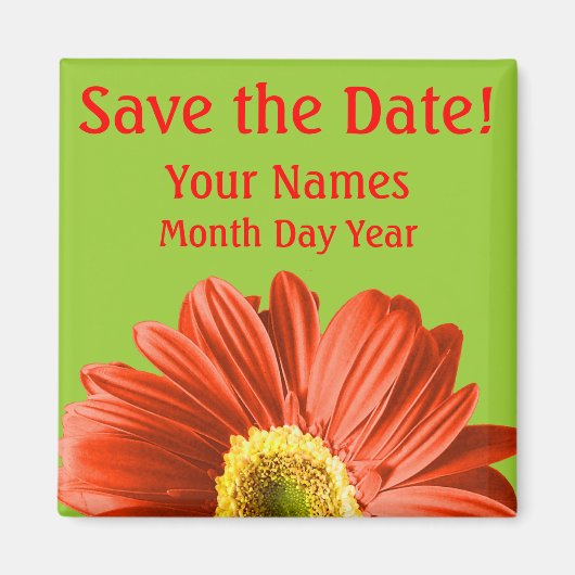 Red Daisy Flower Save the Date Custom Magneet (Voorkant)