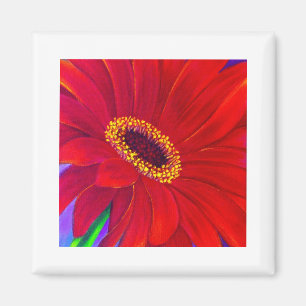Red Daisy Gerber Flower Painting Art - Multi Magneet