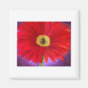 Red Daisy Gerber Flower Painting Art - Multi Magneet