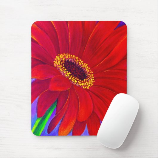 Red Daisy Gerber Flower Painting Art - Multi Muismat (Met muis)