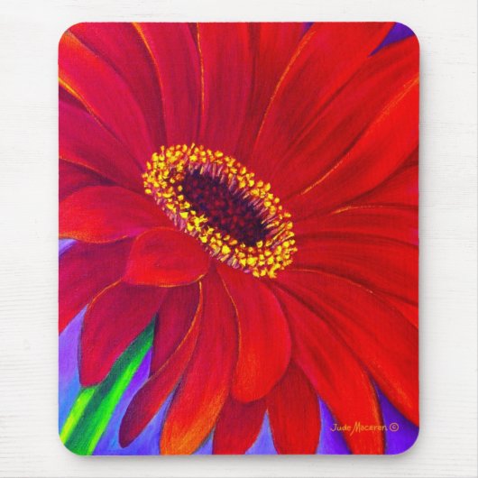 Red Daisy Gerber Flower Painting Art - Multi Muismat (Voorkant)