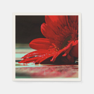Red Daisy Gerbera Flower Servetten