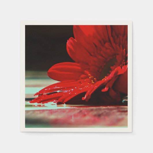 Red Daisy Gerbera Flower Servetten (Voorkant)
