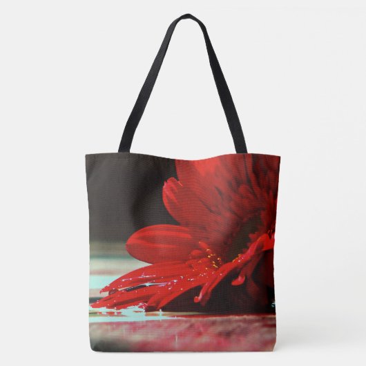 Red Daisy Gerbera Flower Tote Bag (Achterkant)