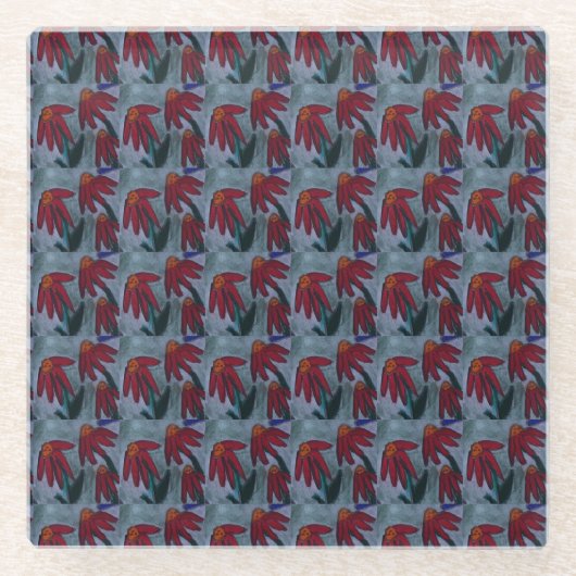 Red Daisy Glass Onderzetter (Voorkant)